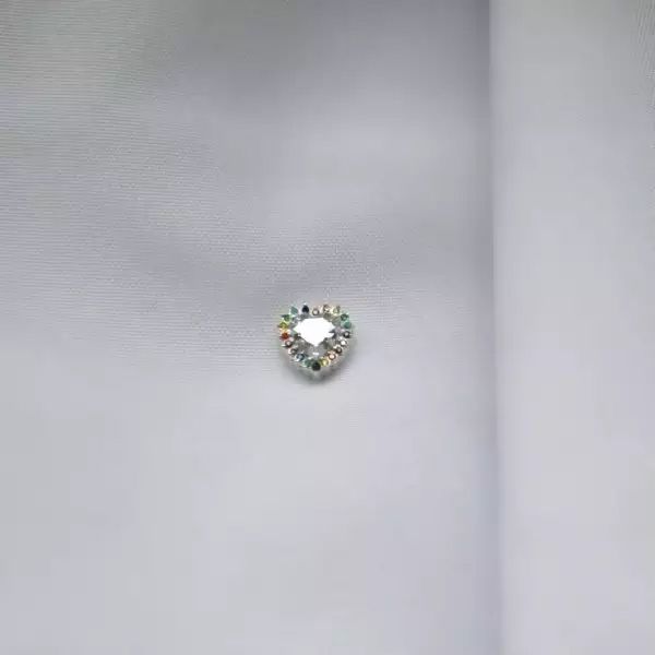 PINGENTE CORAÇÃO ZIRCÔNIA COLORIDA E CRISTAL PRATA... - My Prata Joias