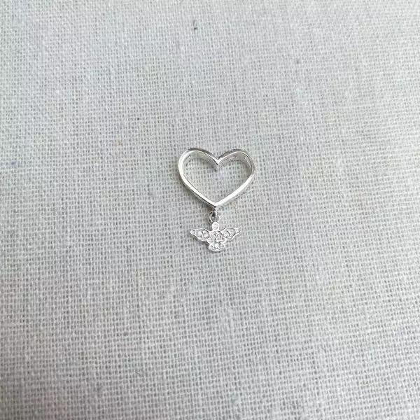 PINGENTE CORAÇÃO ESPIRÍTO SANTO ZIRCÔNIA CRISTAL P... - My Prata Joias