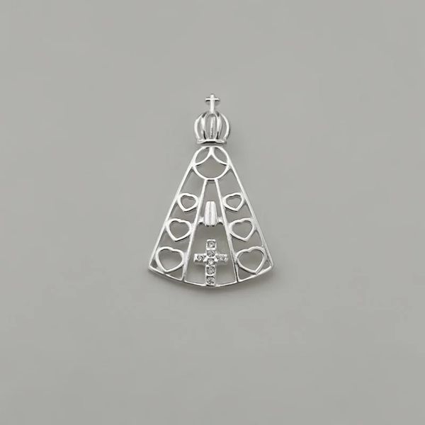 PINGENTE NOSSA SENHORA ZIRCÔNIA CRISTAL PRATA 925 - My Prata Joias