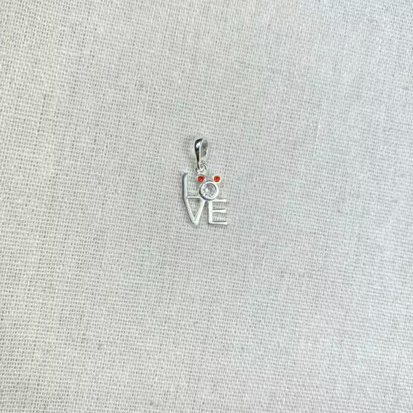 PINGENTE LOVE ZIRCÔNIA LARANJA PRATA 925 - My Prata Joias