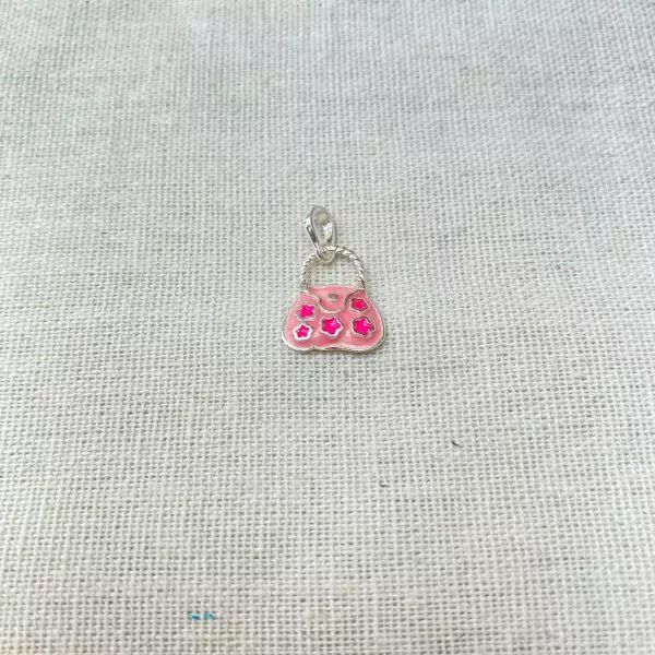 PINGENTE BOLSA ROSA ESTRELAS PINK PRATA 925 - My Prata Joias
