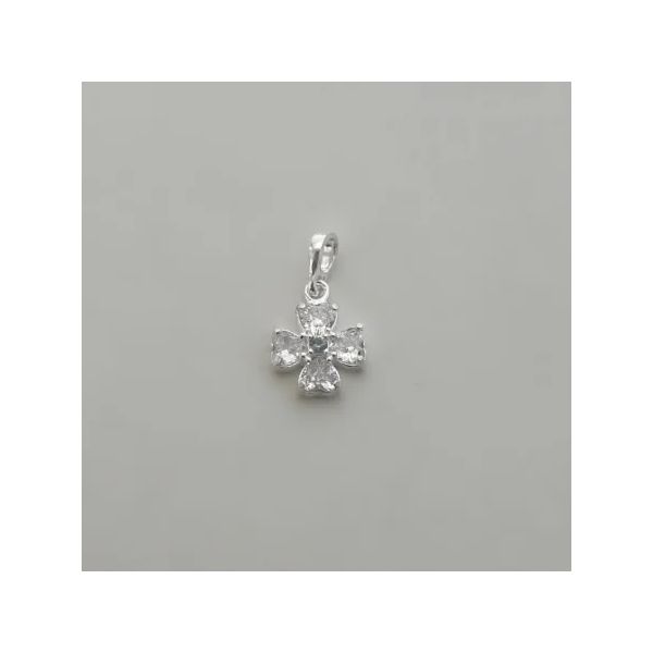 PINGENTE FLOR ZIRCÔNIA CRISTAL E AZUL CLARO PRATA ... - My Prata Joias