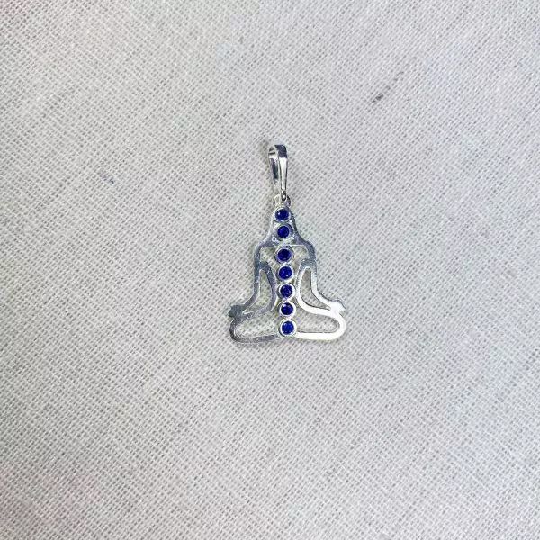 PINGENTE YOGA ZIRCÔNIA AZUL PRATA 925 - My Prata Joias