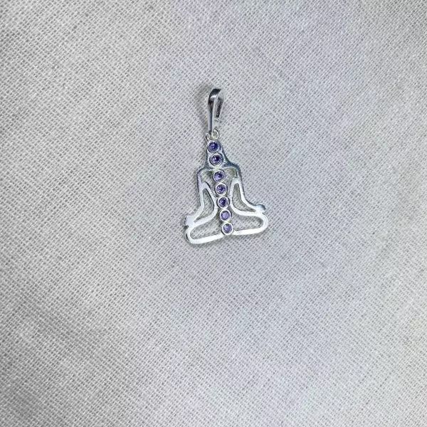PINGENTE YOGA ZIRCÔNIA LILÁS PRATA 925 - My Prata Joias