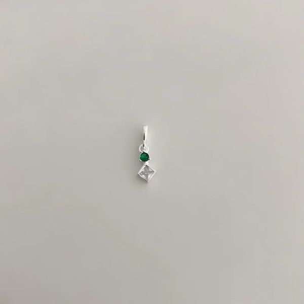 PINGENTE ZIRCÔNIA VERDE E CRISTAL PRATA 925 - My Prata Joias