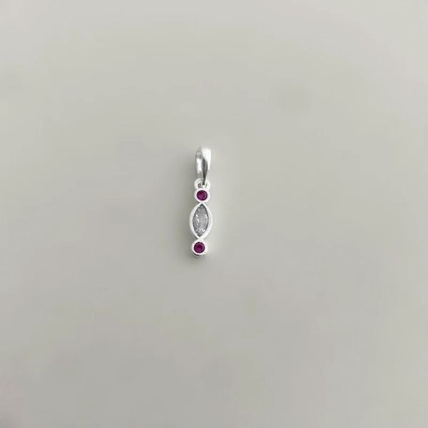 PINGENTE ZIRCÔNIA ROSA E CRISTAL PRATA 925 - My Prata Joias