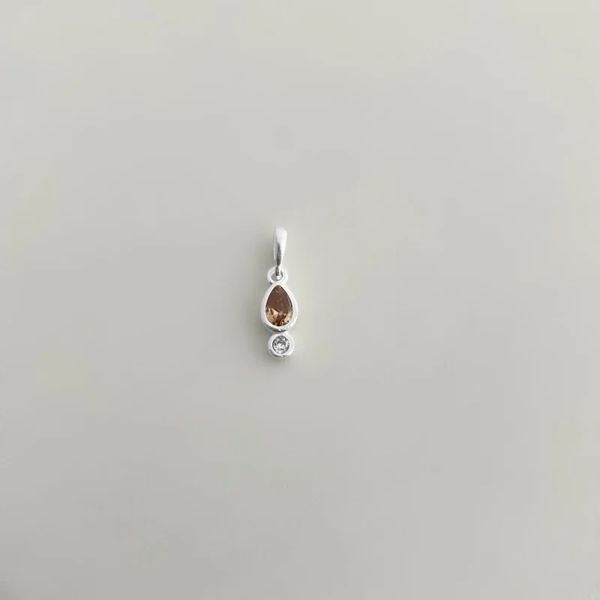 PINGENTE ZIRCÔNIA CHAMPANHE E CRISTAL PRATA 925 - My Prata Joias