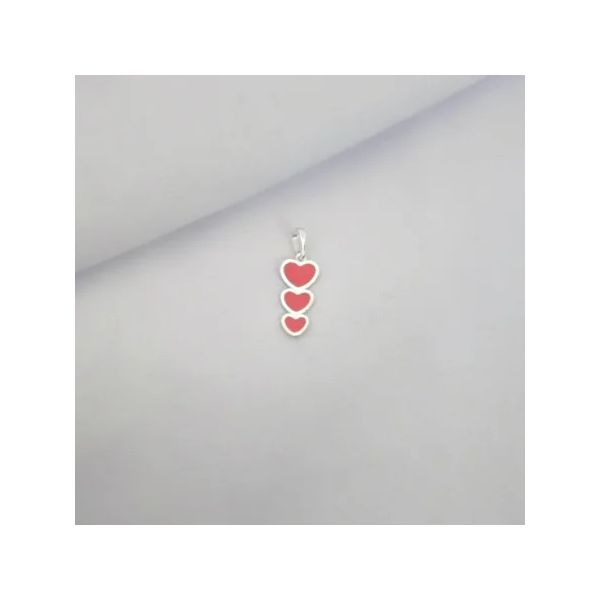 PINGENTE CORAÇÕES ROSA PRATA 925 - My Prata Joias