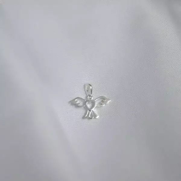 PINGENTE ESPÍRITO SANTO CORAÇÃO PRATA 925 - My Prata Joias