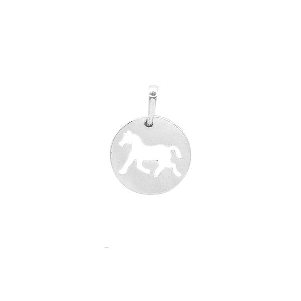 PINGENTE MEDALHA CAVALO VAZADO PRATA 925 - My Prata Joias