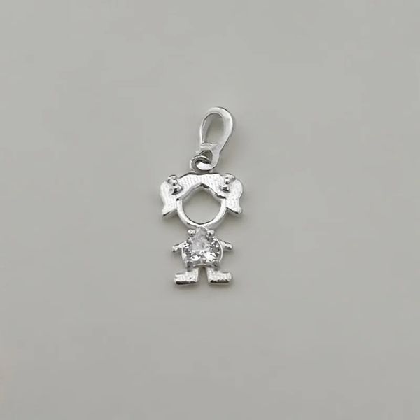 PINGENTE MENINA CORAÇÃO ZIRCÔNIA CRISTAL PRATA 925... - My Prata Joias