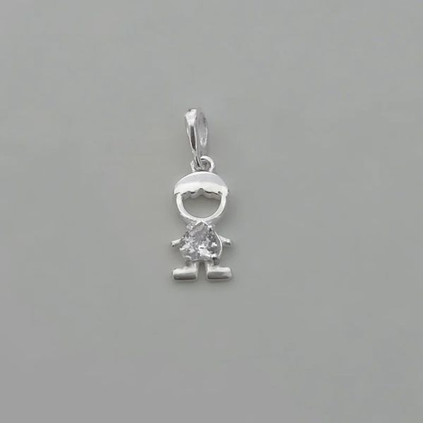 PINGENTE MENINO CORAÇÃO ZIRCÔNIA CRISTAL PRATA 925... - My Prata Joias