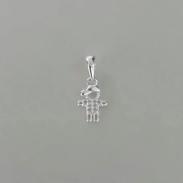 PINGENTE MENINO ZIRCÔNIA CRISTAL PRATA 925 - My Prata Joias