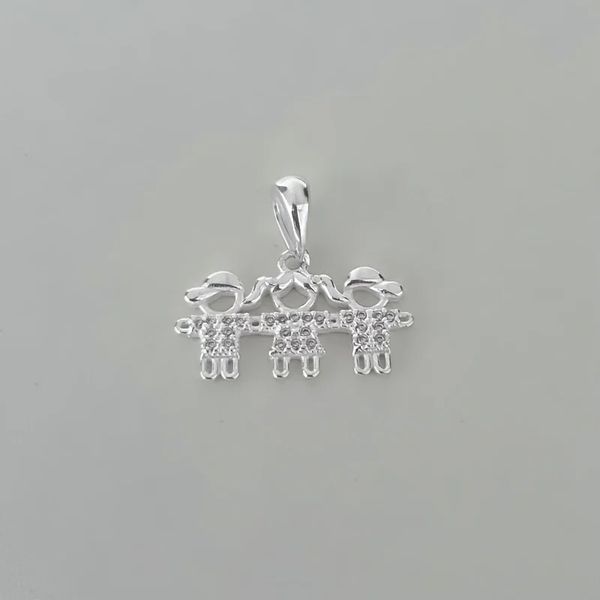 PINGENTE DOIS MENINOS E UMA MENINA ZIRCÔNIA CRISTA... - My Prata Joias