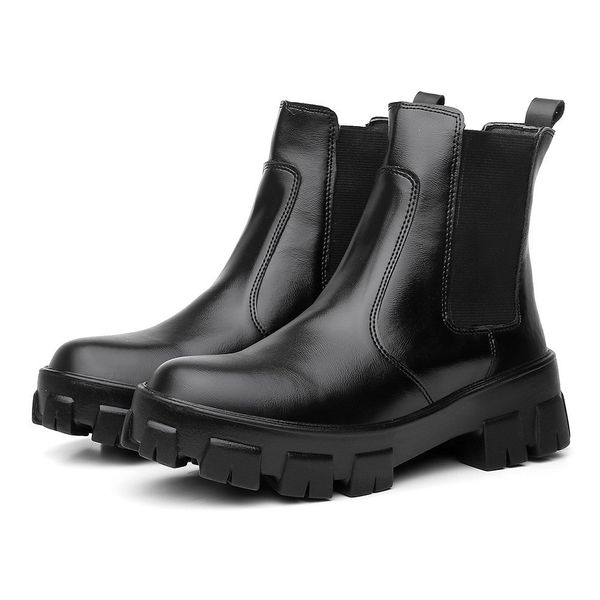 Bota Coturno Feminino Tratorada Chelsea Macia Confortável Preto