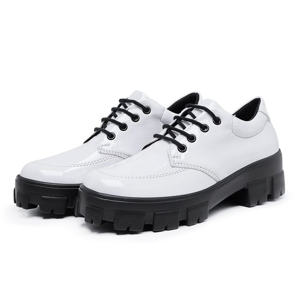 Oxford Casual Feminino T nis Derby Sola Tratorada De Amarrar Branco