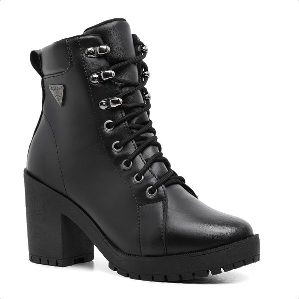 Bota Coturno Feminino Com Cadarço Plataforma Tratorada Elegante