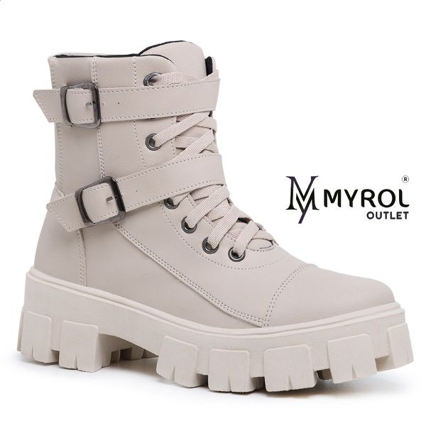Bota Coturno Blogueira Rock Life Duas Fivelas Sola Tratorada