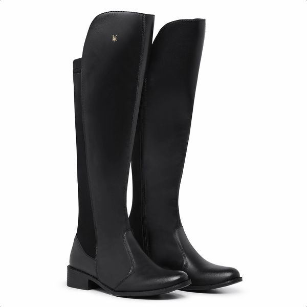 Bota Feminina Montaria Over Cano Longo Neoprene Preto