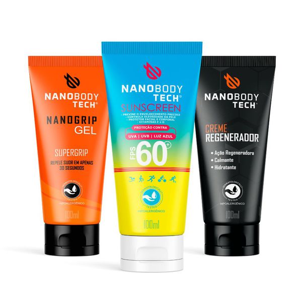 Kit Beach Tennis (Sunscreen 60 FPS, Nanogrip, Rege... - NanoBodyTech