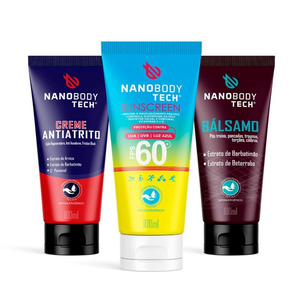 Kit Futebol (Antiatrito, Bálsamo, Sunscreen 60 FPS... - NanoBodyTech