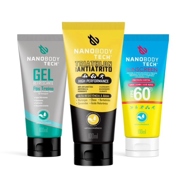 Kit Triathlon (Antiatrito, Sunscreen 60 FPS, Gel R... - NanoBodyTech