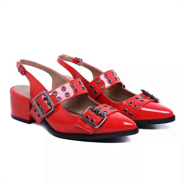 Slingback Julieta Vermelho Verniz