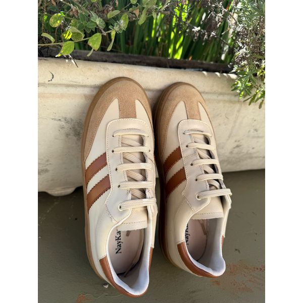 Tênis Samantha Branco com Caramelo