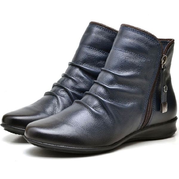 Bota Feminina Mary Soft Cano Curto Azul marinho 