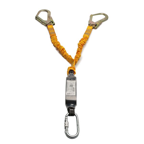TALABARTE EM Y COM MOSQUETÃO DE 55 MM COM ELÁSTICO, ABS E MOSQUETÃO OVAL AMARELO 1,35 M AT YFE ABS 707-244 ATHENAS