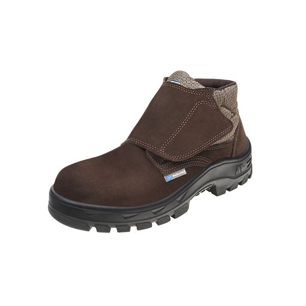 BOTINA NOBUCK COM FECHAMENTO EM VELCRO, BICO PLÁSTICO 50B26-CB-VEL-BP
