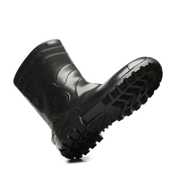 BOTA DE PVC PRETA COM FORRO, CANO LONGO 34 CM COM BICO DE AÇO
