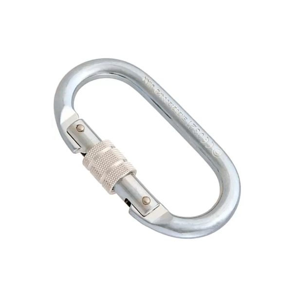 MOSQUETÃO OVAL EM AÇO 25 KN COM TRAVA ROSCADA KARABINER