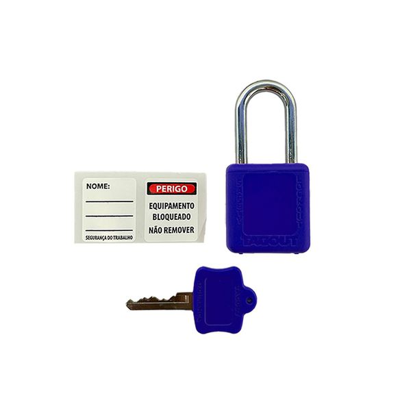 CADEADO DE BLOQUEIO PLÁSTICO COM HASTE DE INOX 38 MM X 4,5 MM AZUL
