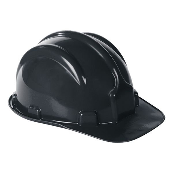 CAPACETE PRETO PLT ABA FRONTAL COM CARNEIRA PLÁSTICA SEM JUGULAR PLASTCOR