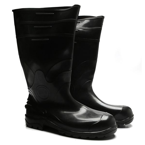 BOTA DE PVC PRETA SEM FORRO, CANO LONGO 32 CM SEM BICO
