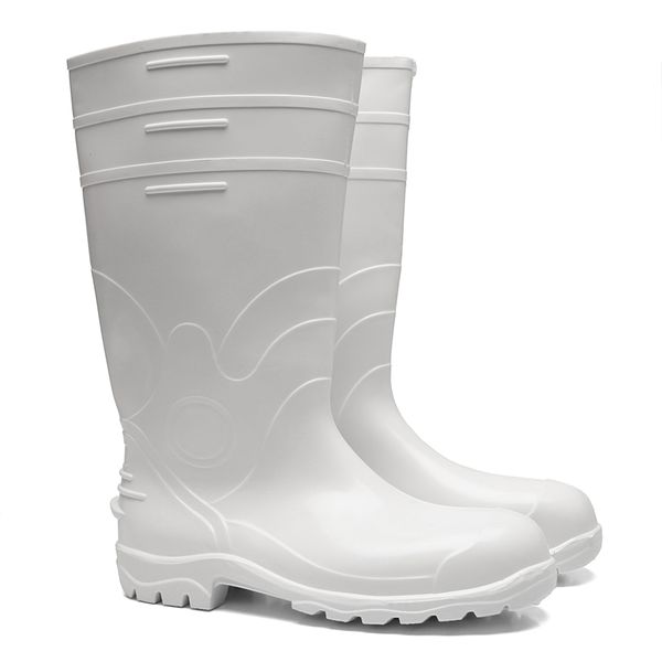 BOTA DE PVC BRANCA COM FORRO, CANO LONGO 32 CM SEM BICO