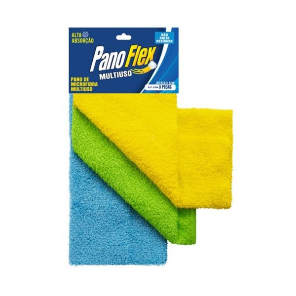 Kit de 3 Panos de Microfibra 30X30 Panoflex | NETBRILHO