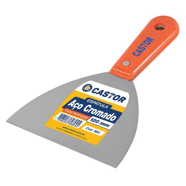 ESPATULA ACO CROMADO 120MM CABO PLASTICO REFORCADO