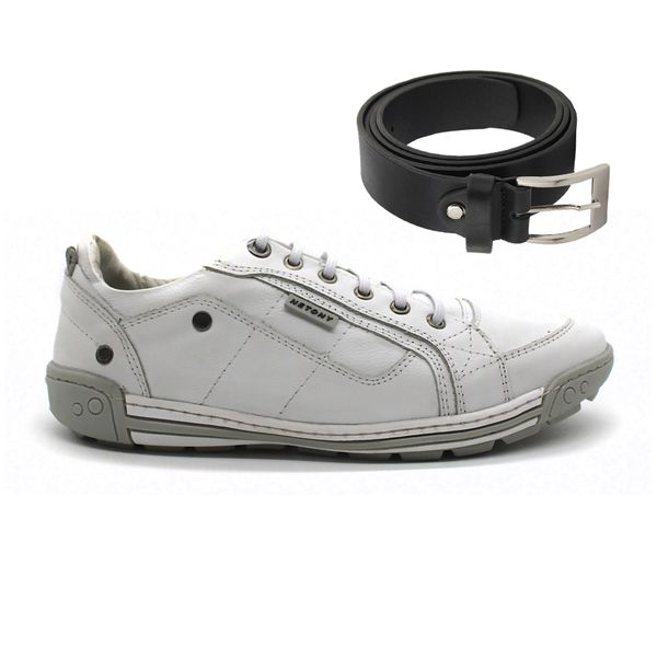 Kit Sapatenis Amsterdam Branco Netony + Cinto