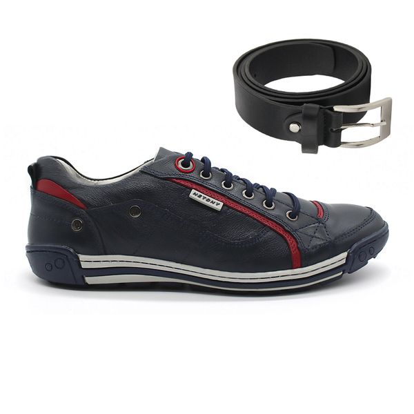 Kit Sapatenis Amsterdam Marinho Netony + Cinto