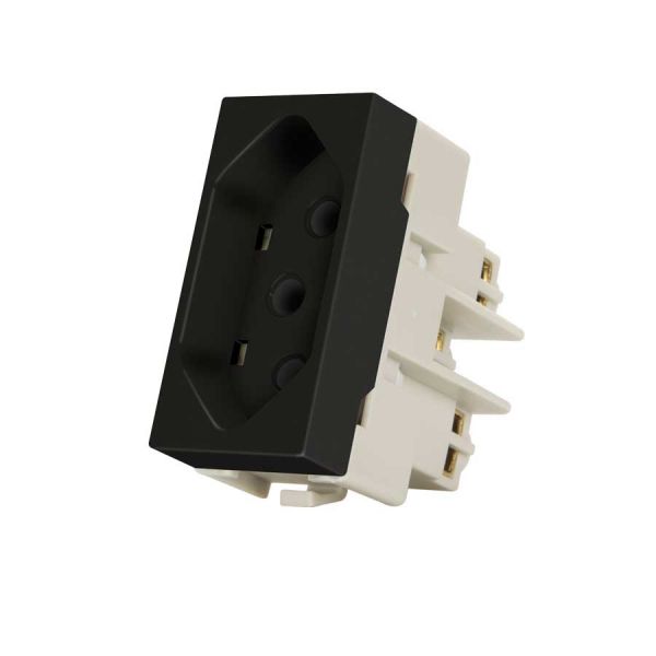 Modulo Tomada 2p+T Linha Sleek Ebony Margirius 
