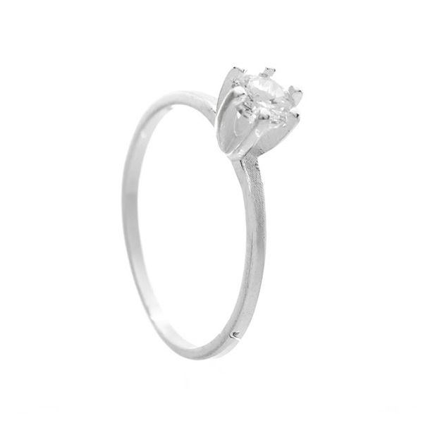 ANEL SOLITÁRIO ZIRCÔNIA 6 GARRAS PRATA 925