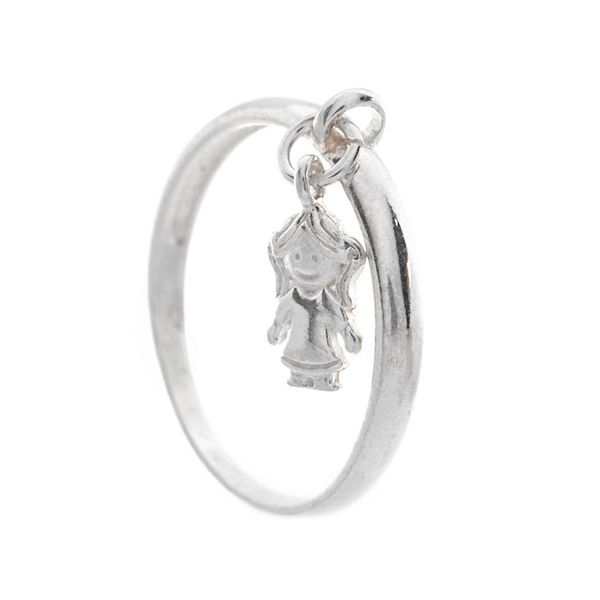 ANEL PINGENTE MENINA PRATA 925