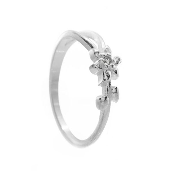 ANEL FLOR ZIRCÔNIA ARO DUPLO PRATA 825