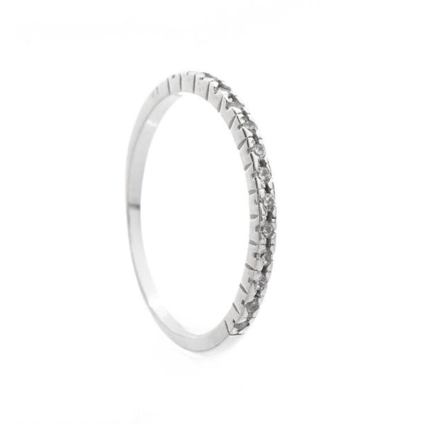 ANEL MEIA ALIANÇA ZIRCÔNIA CRISTAL PRATA 925