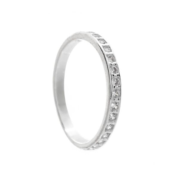 ANEL MEIA ALIANÇA ZIRCÔNIA CRISTAL PRATA 925