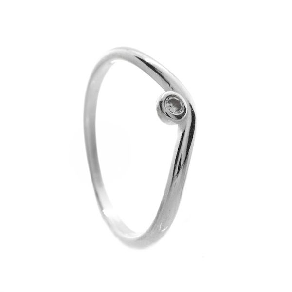ANEL LISO V ZIRCONIA CRISTAL PRATA 925