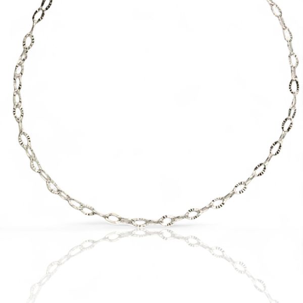 CORRENTE PRATA 925 ELO OVAL TRABALHADO 50CM