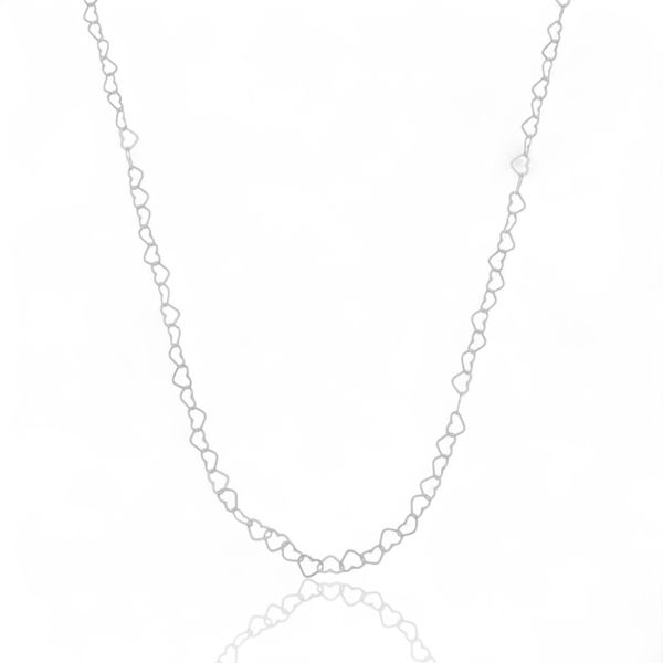 CORRENTE PRATA 925 ELO CORACAO VAZADO 60CM
